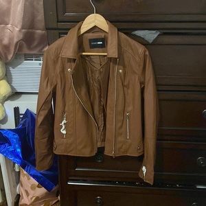 Fashion Nova Brown Vegan Leather Jacket